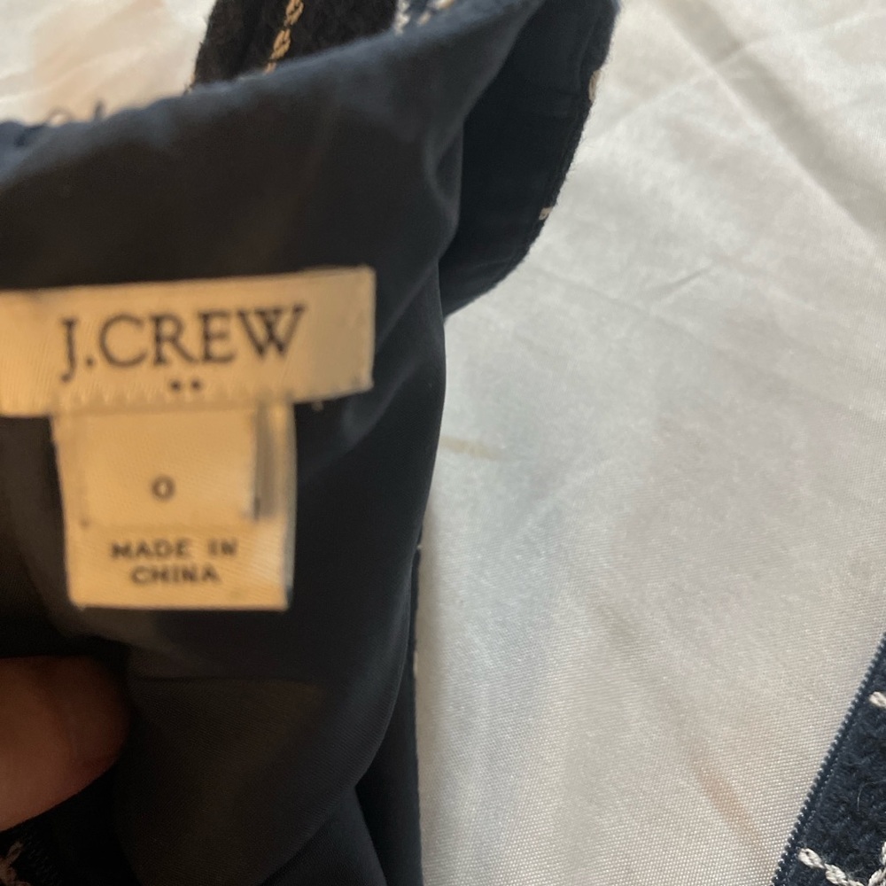 J.Crew Navy Textured Grid Shift Dress Size 0 Sleeveless V-Neck Career Preppy - Picture 7 of 12